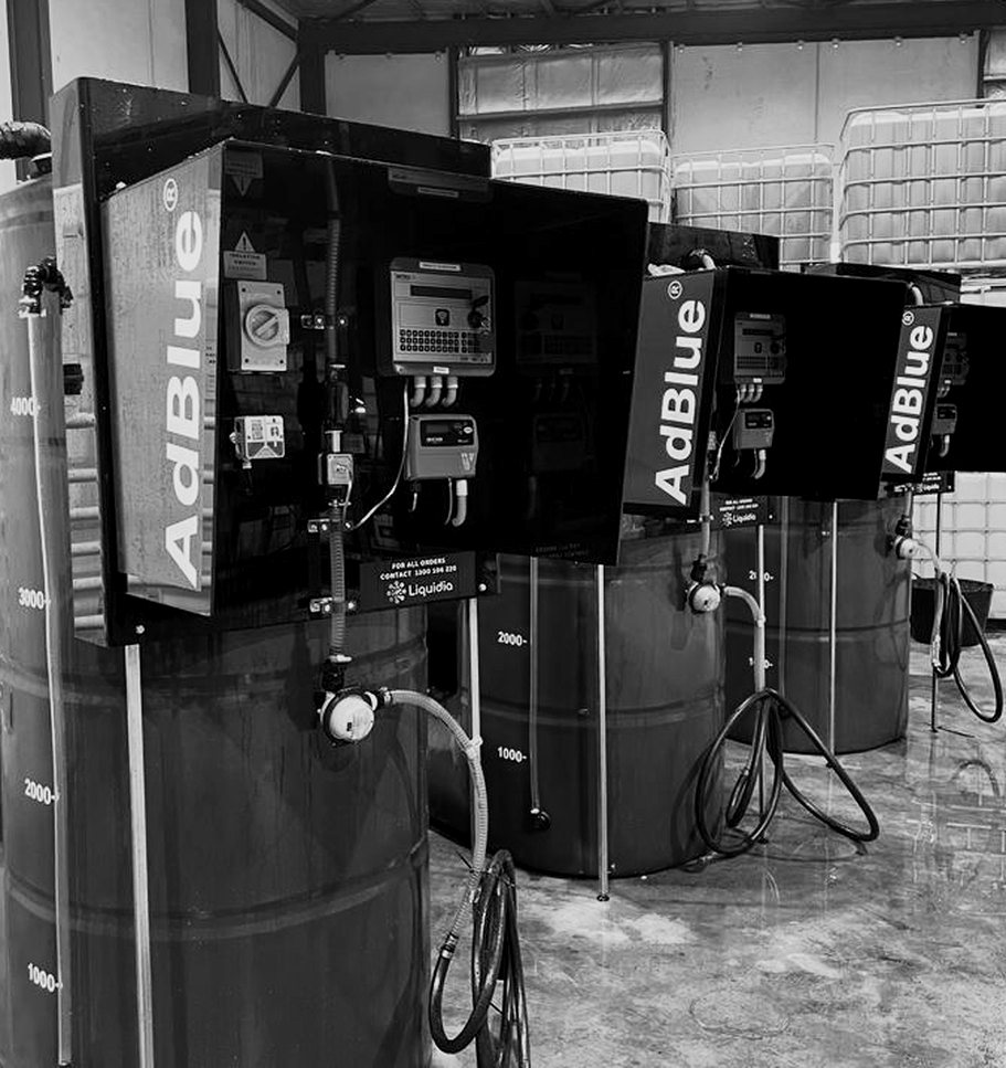 Liquidia AdBlue tanks with dispensing cabinets, pumps, meters and level monitors