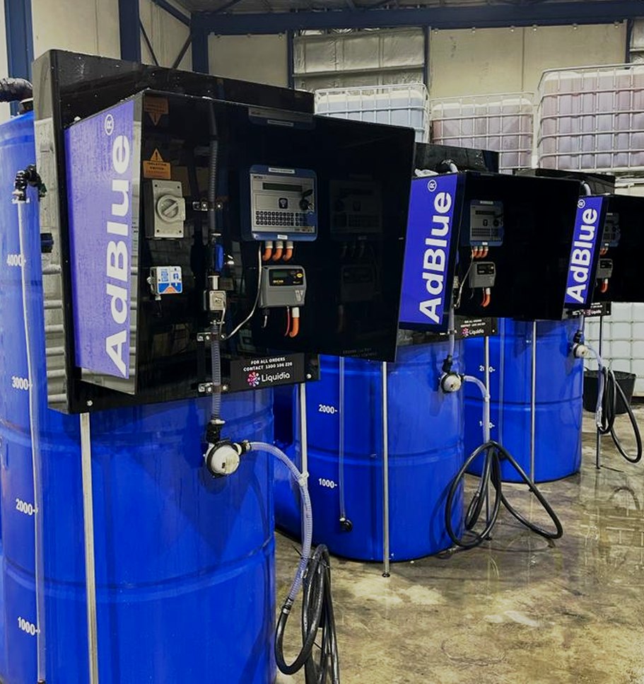 Liquidia AdBlue tanks with dispensing cabinets