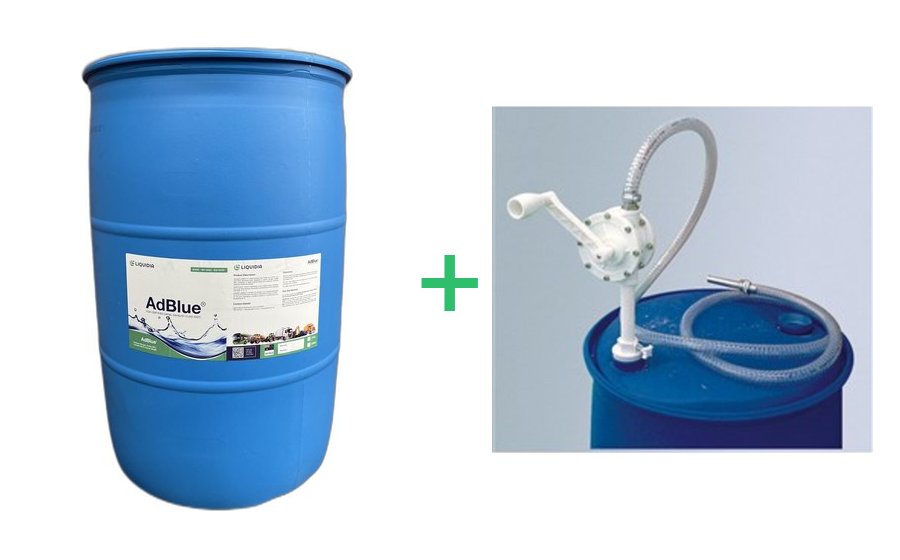 210 L AdBlue drum with rotary hand pump
