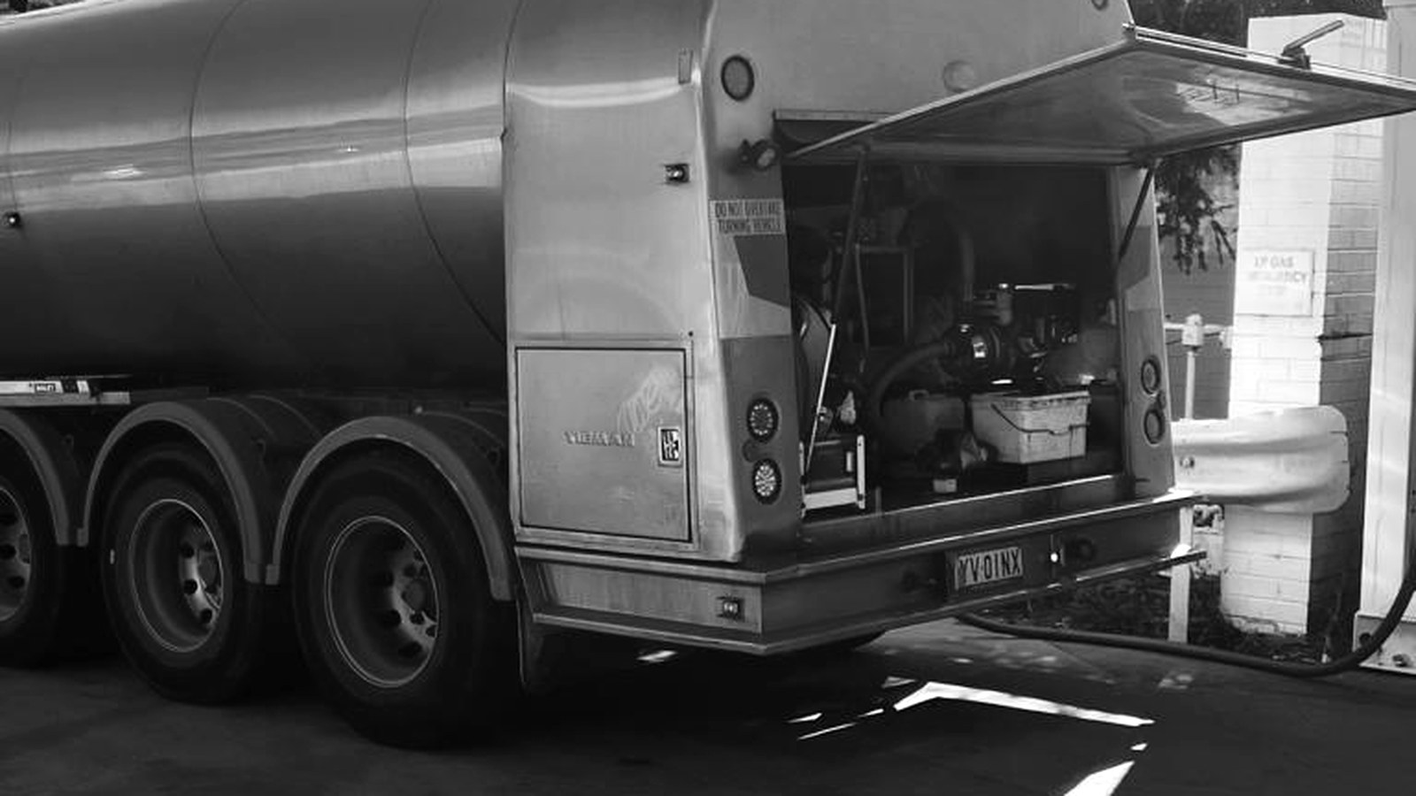 Bulk AdBlue tanker unloading into a site tank