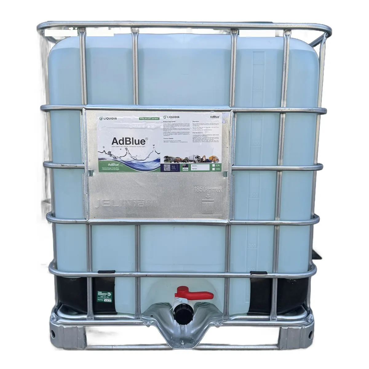 A 1,000 L IBC of Liquidia certified AdBlue