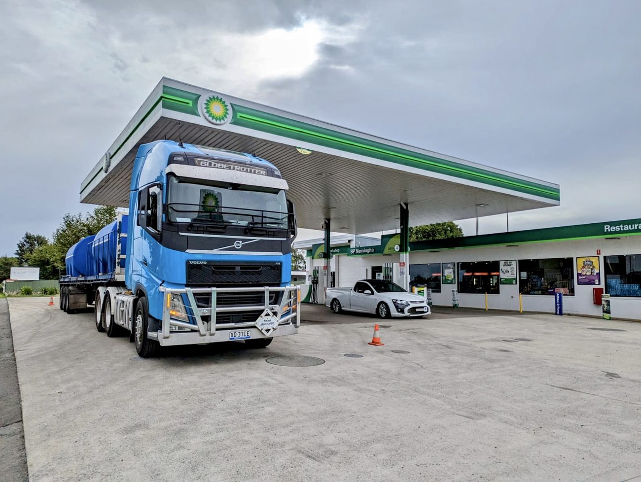 Liquidia Volvo AdBlue tanker at BP service station