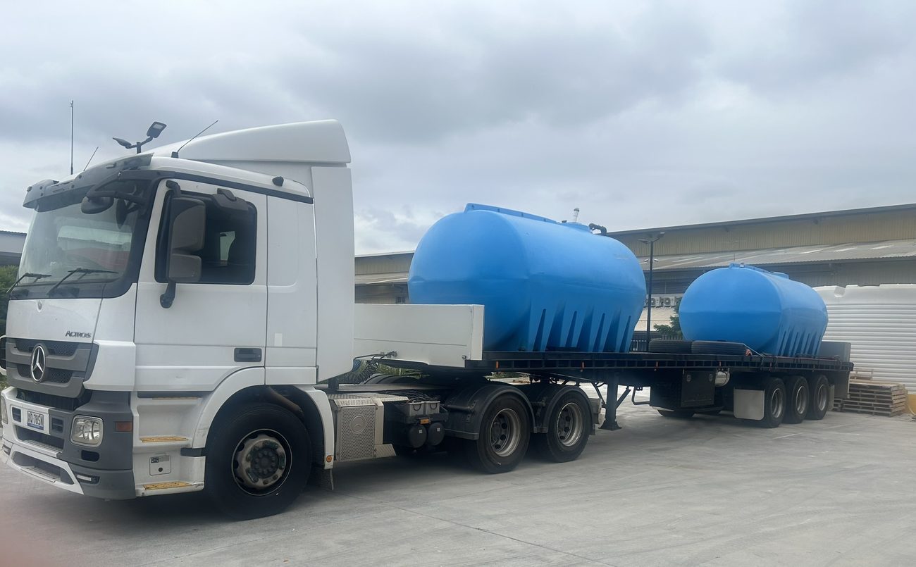 Liquidia Mercedes Actros carrying bulk AdBlue tanks in Brisbane