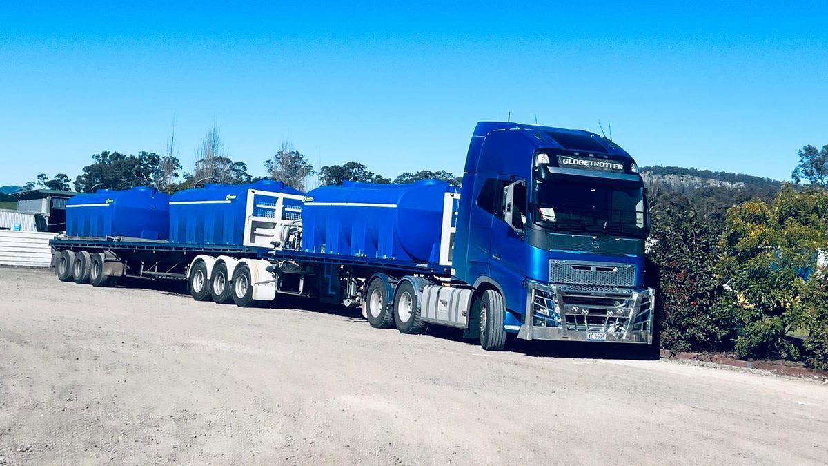 Liquidia Volvo B-double carrying bulk AdBlue tanks