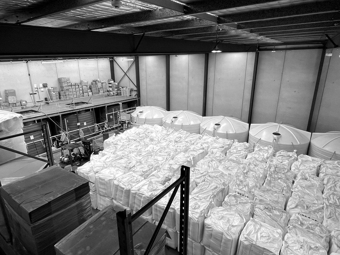 Bulka bags of Liquidia agricultural urea in warehouse storage