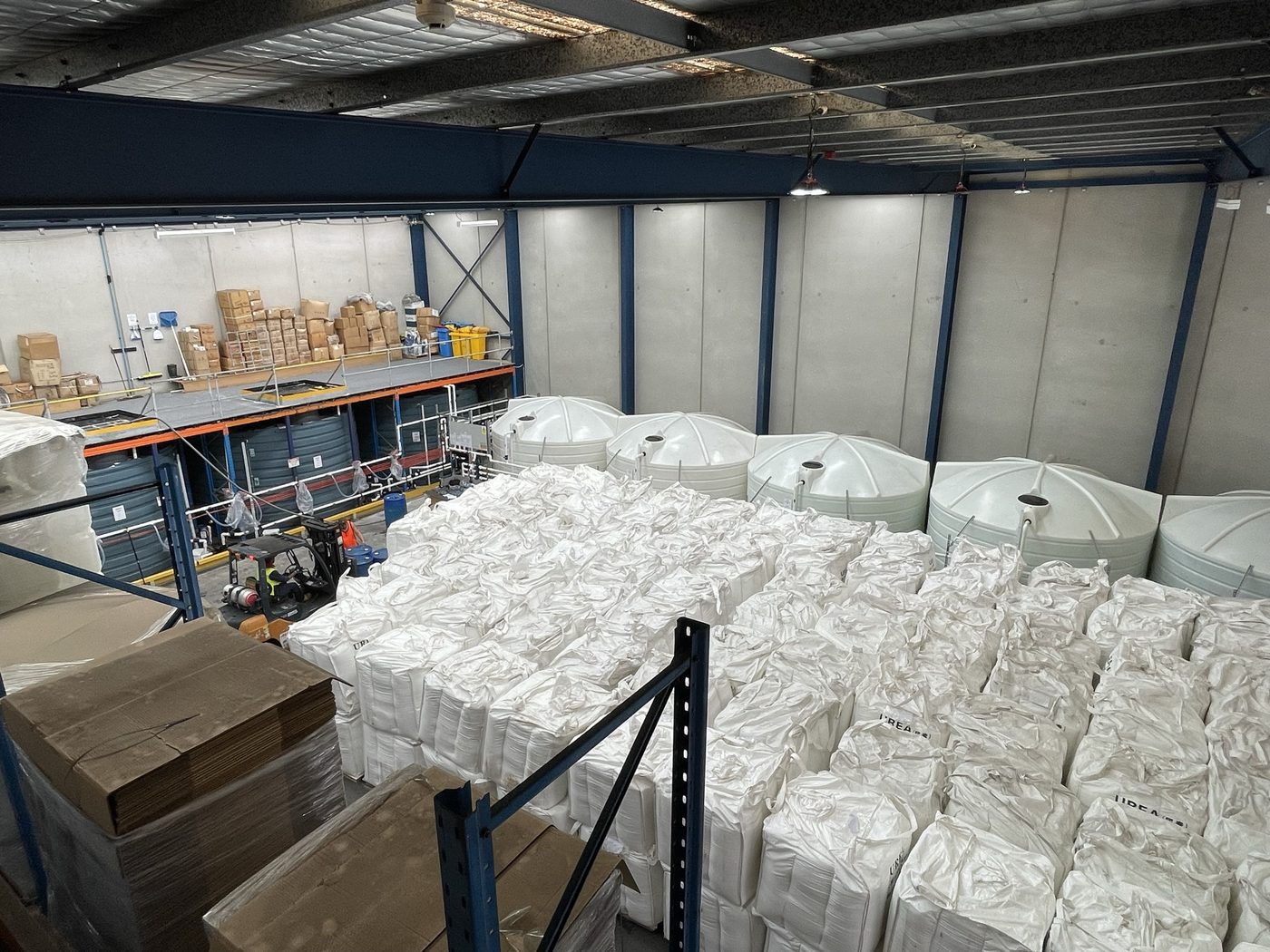 Bulka bags of Liquidia agricultural urea in warehouse storage
